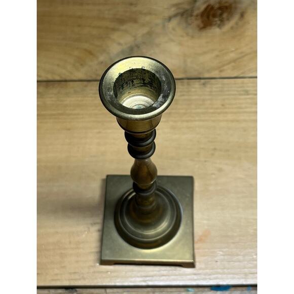 Vintage Brass Candle Holder 7.5" tall. Shelf Decor. footed. - Picture 3 of 6